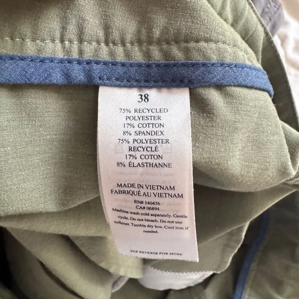 Faherty All Day Shorts Mens 38 Green Performance Hybrid Breathable Stretch